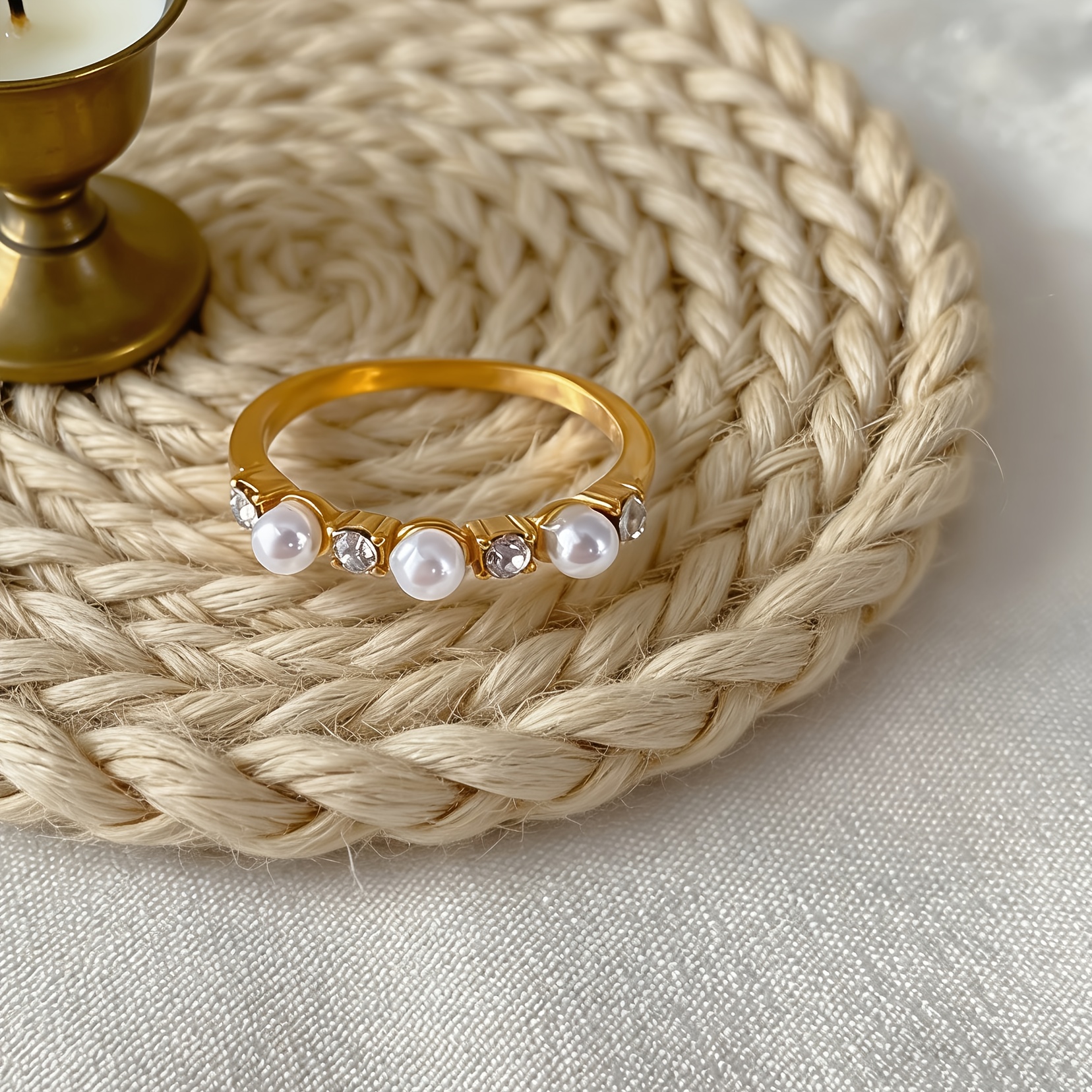 Women's Korean Trendy Luxury Pearl Statement Ring